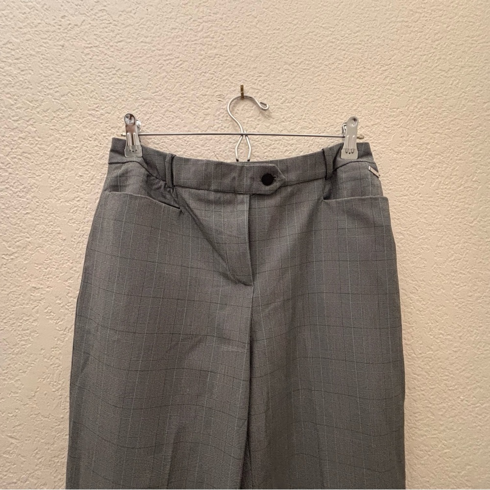 Tahari Black and Gray Plaid Trousers